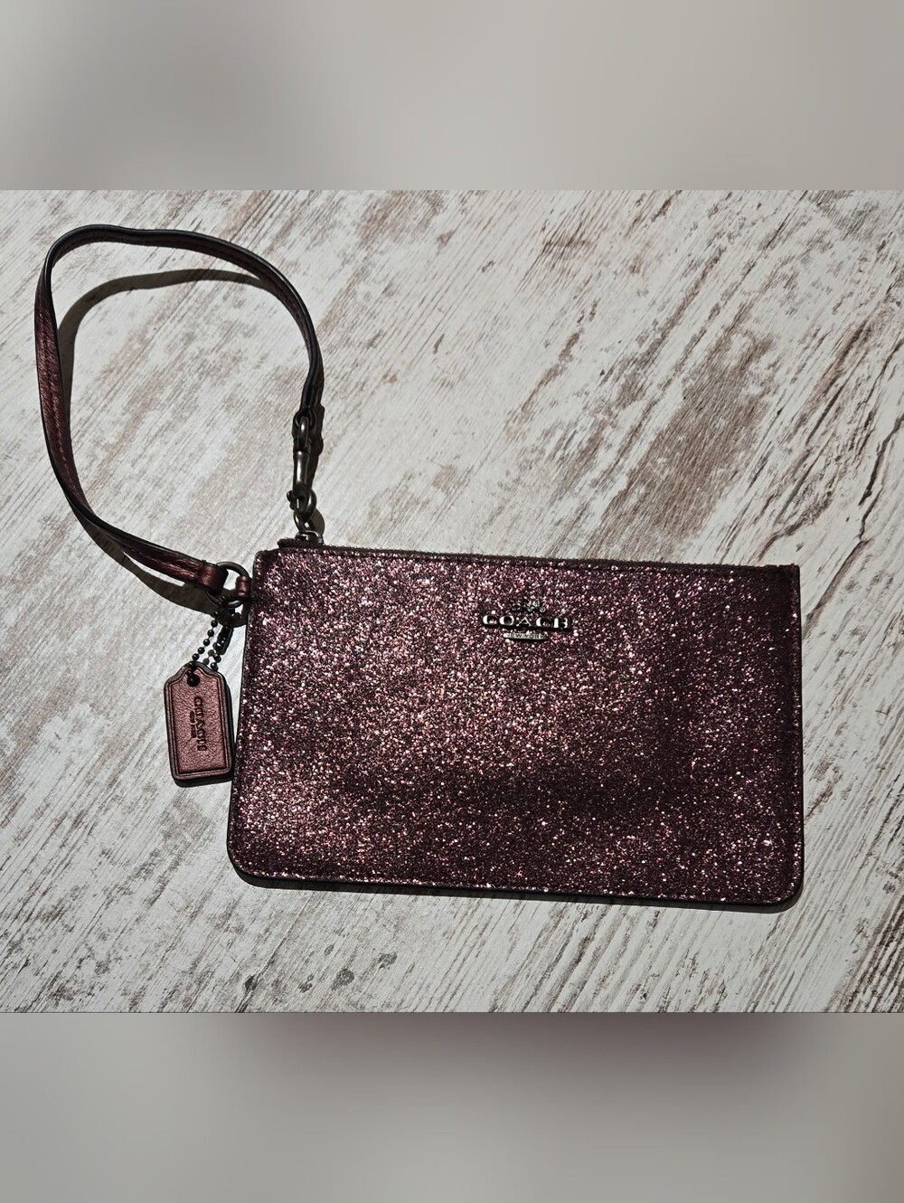 Coach Glitter Wristlet in Rose Pink